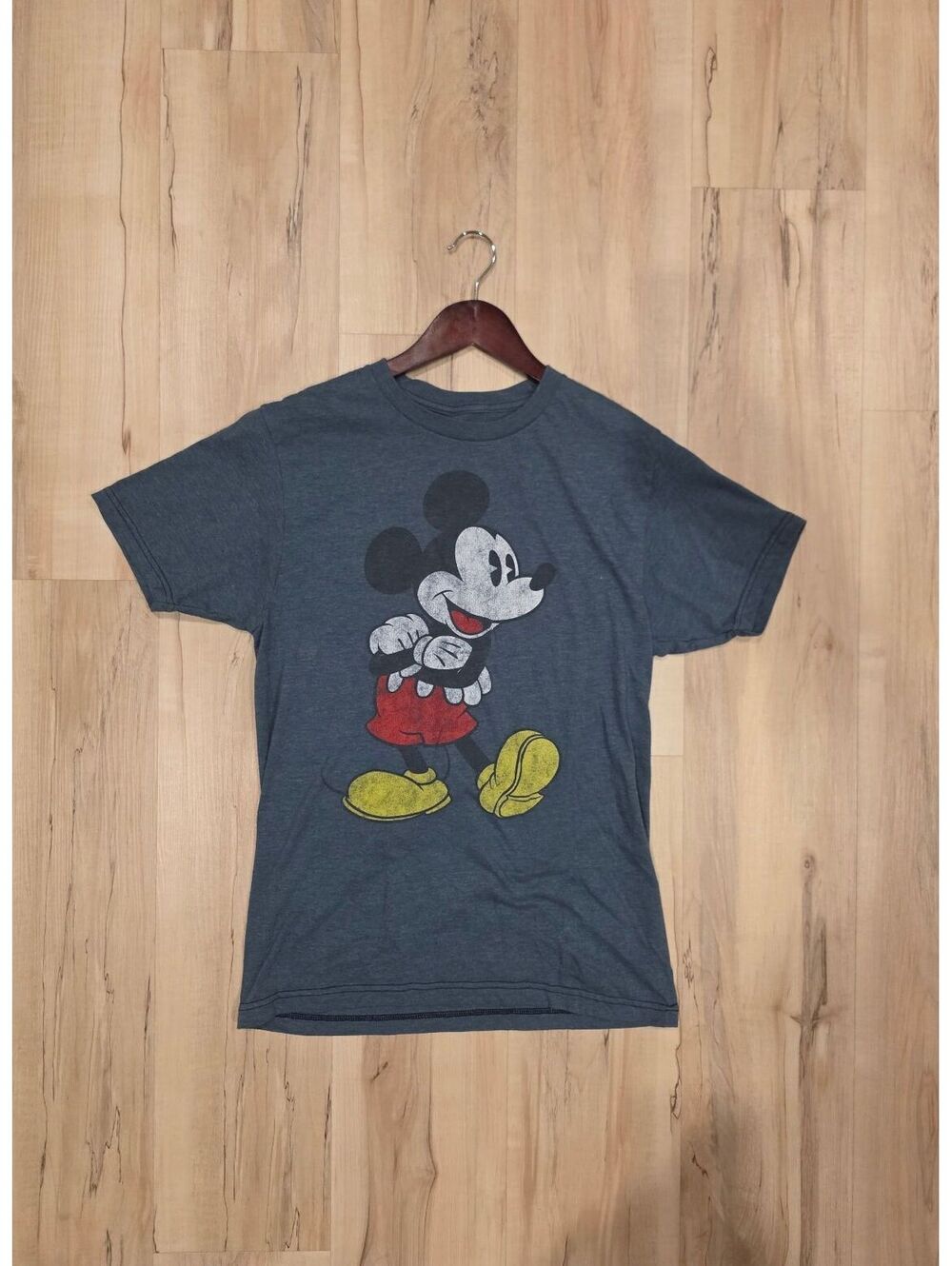 Disney Mickey Mouse Graphic T-Shirt Small Gray Cotton Blend